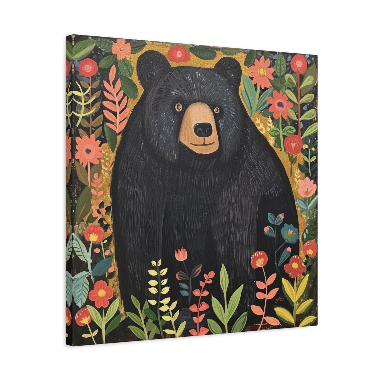 BLACK BEAR AND WILDFLOWERS