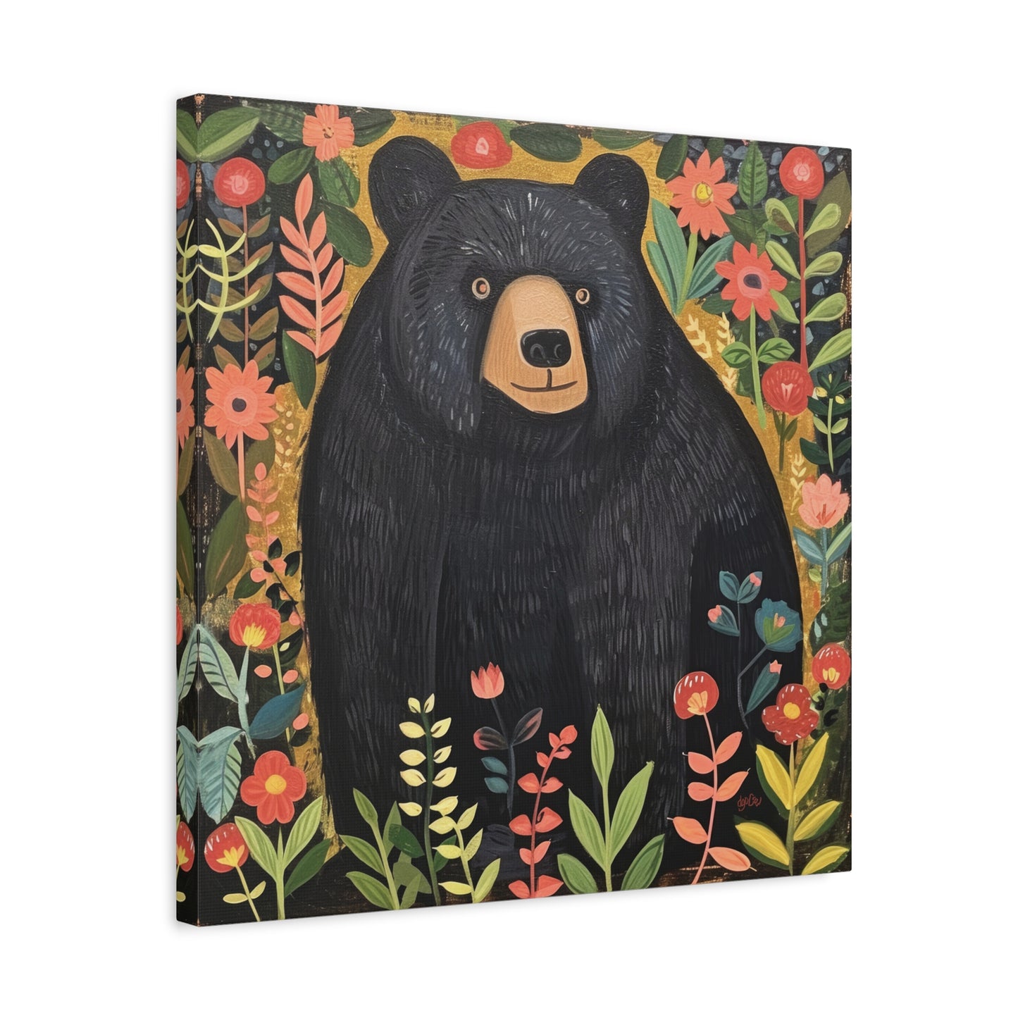 BLACK BEAR AND WILDFLOWERS