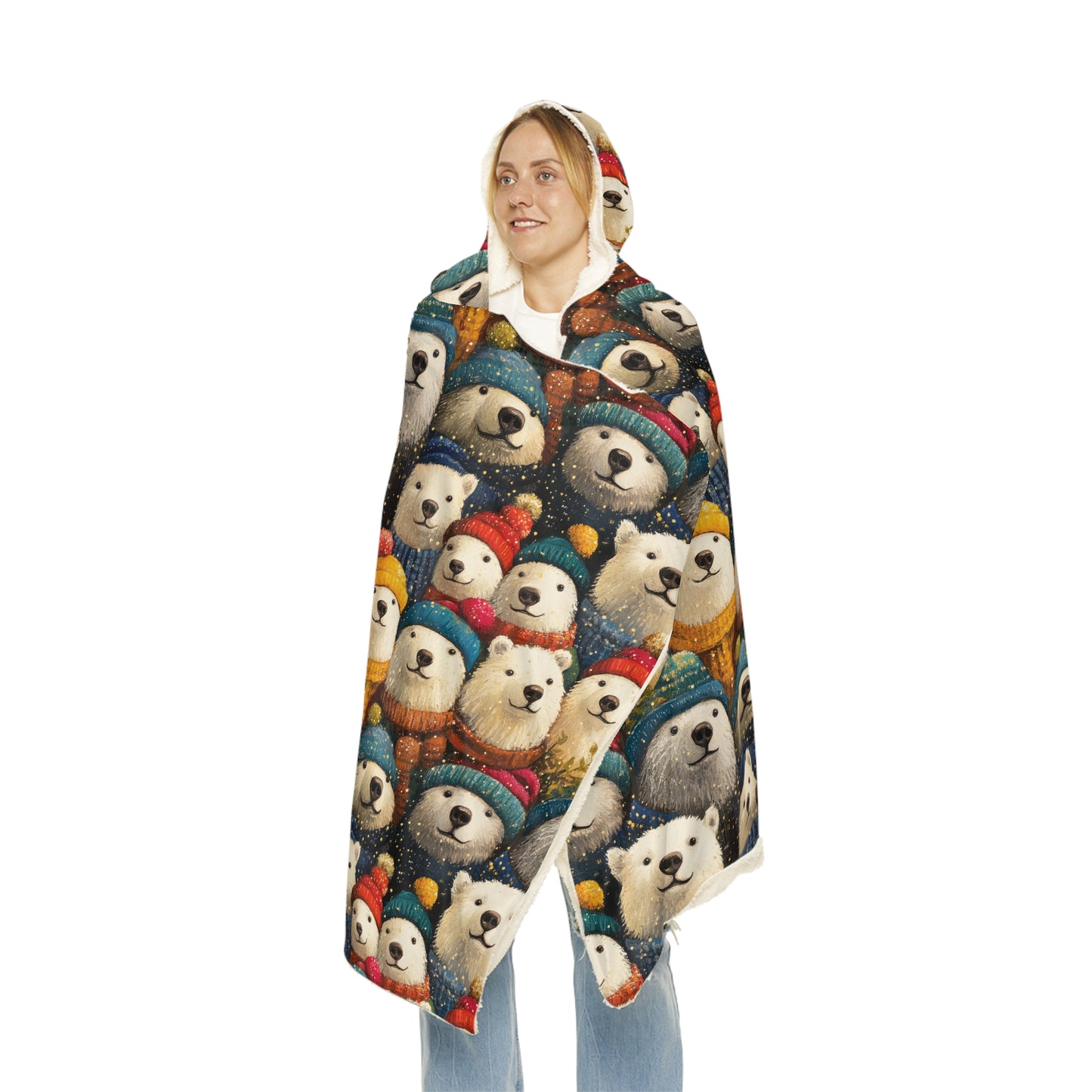 I LOVE POLAR BEARS - Hooded Fleece Blanket