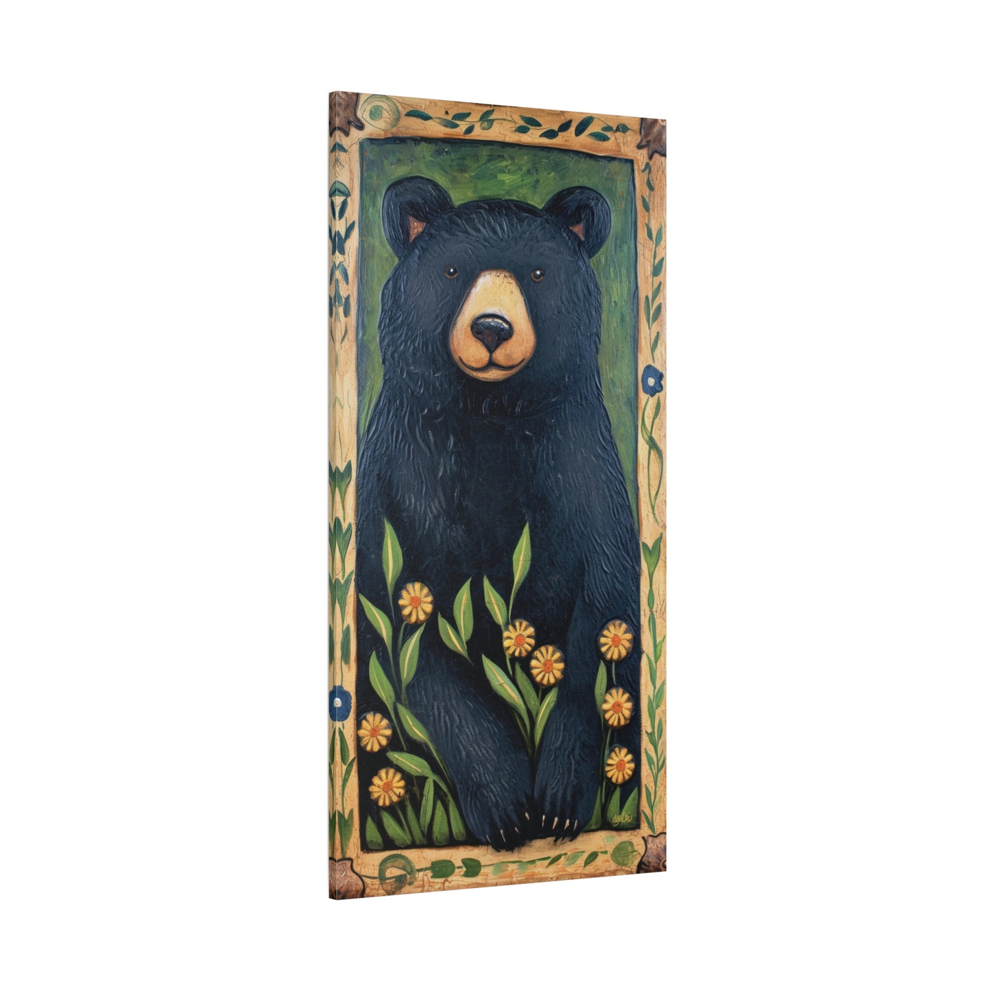 BLACK BEAR WITH DAISIES