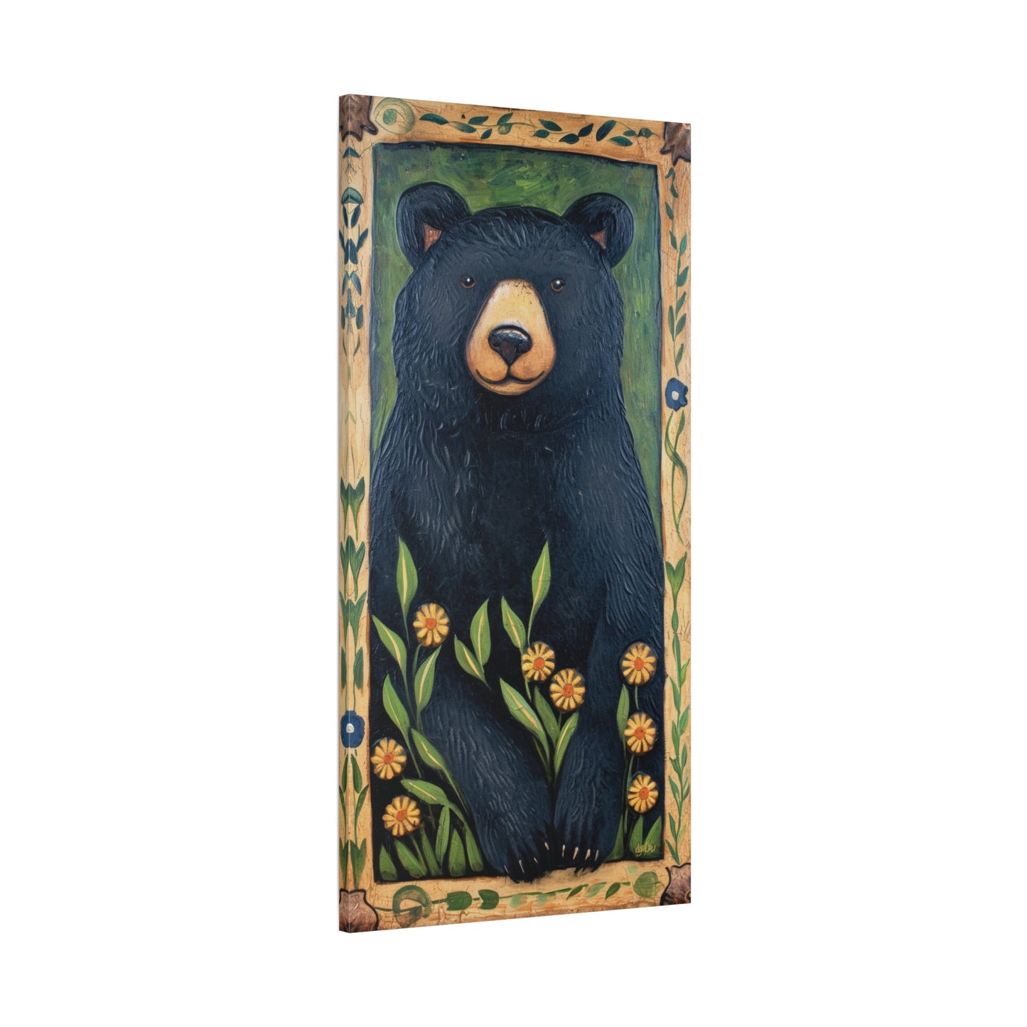 BLACK BEAR WITH DAISIES