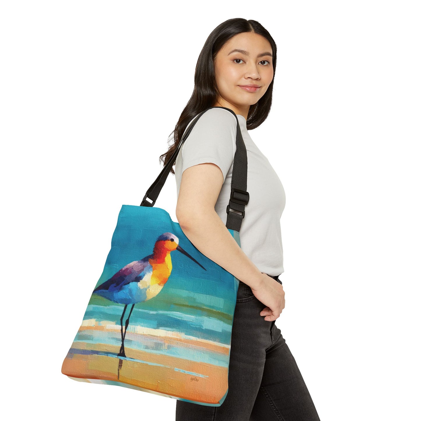 AZURE BEACH SHORE BIRDS - Adjustable Tote Bag