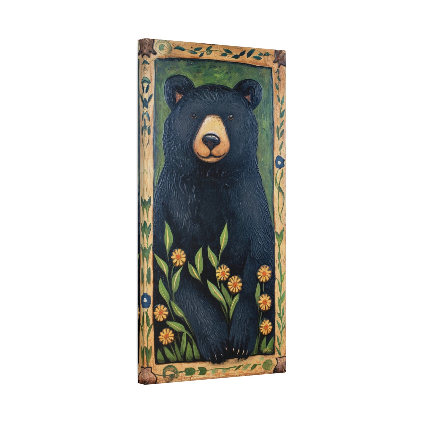 BLACK BEAR WITH DAISIES