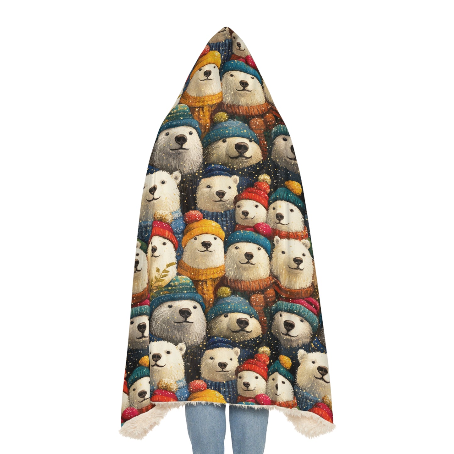 I LOVE POLAR BEARS - Hooded Fleece Blanket