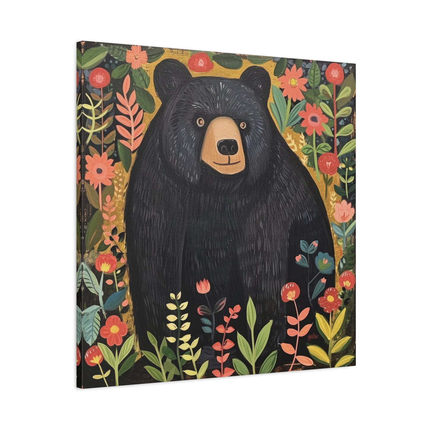 BLACK BEAR AND WILDFLOWERS