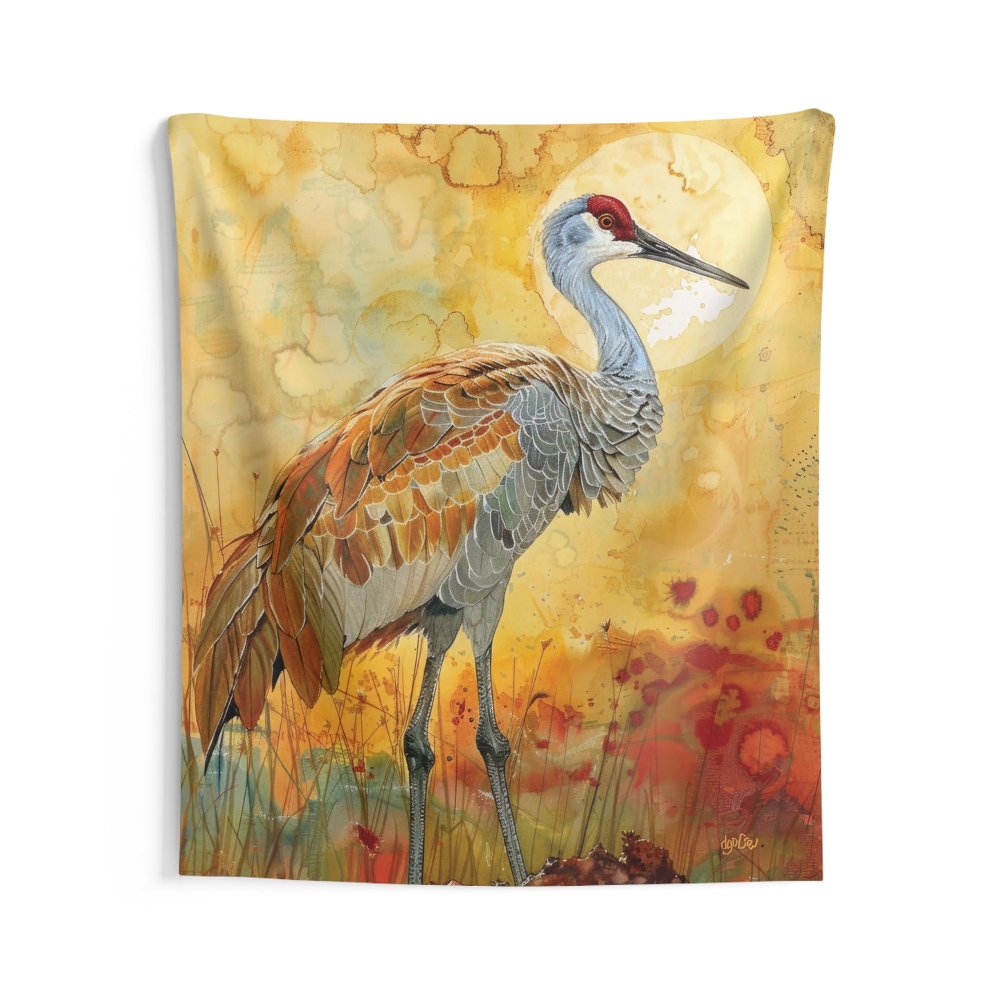 SANDHILL CRANE GLOWING - Wall Tapestry