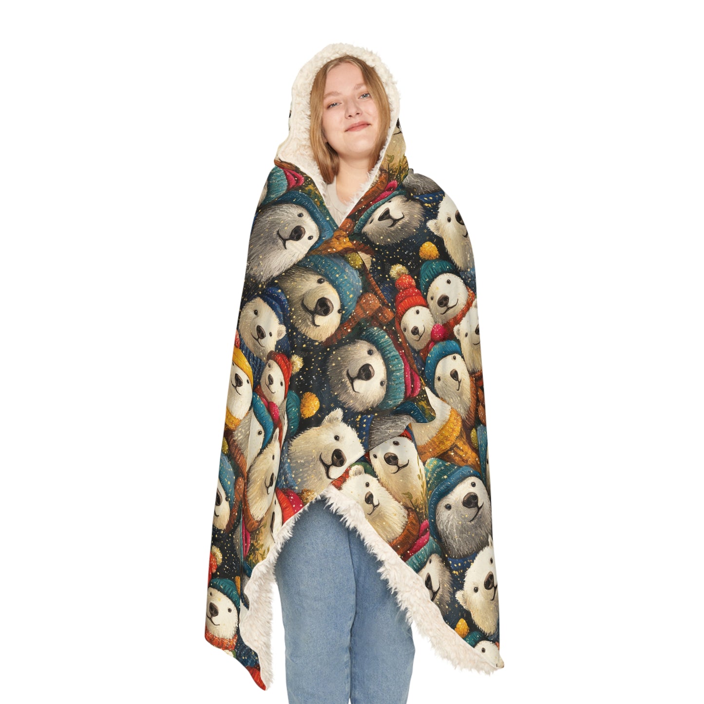 I LOVE POLAR BEARS - Hooded Fleece Blanket