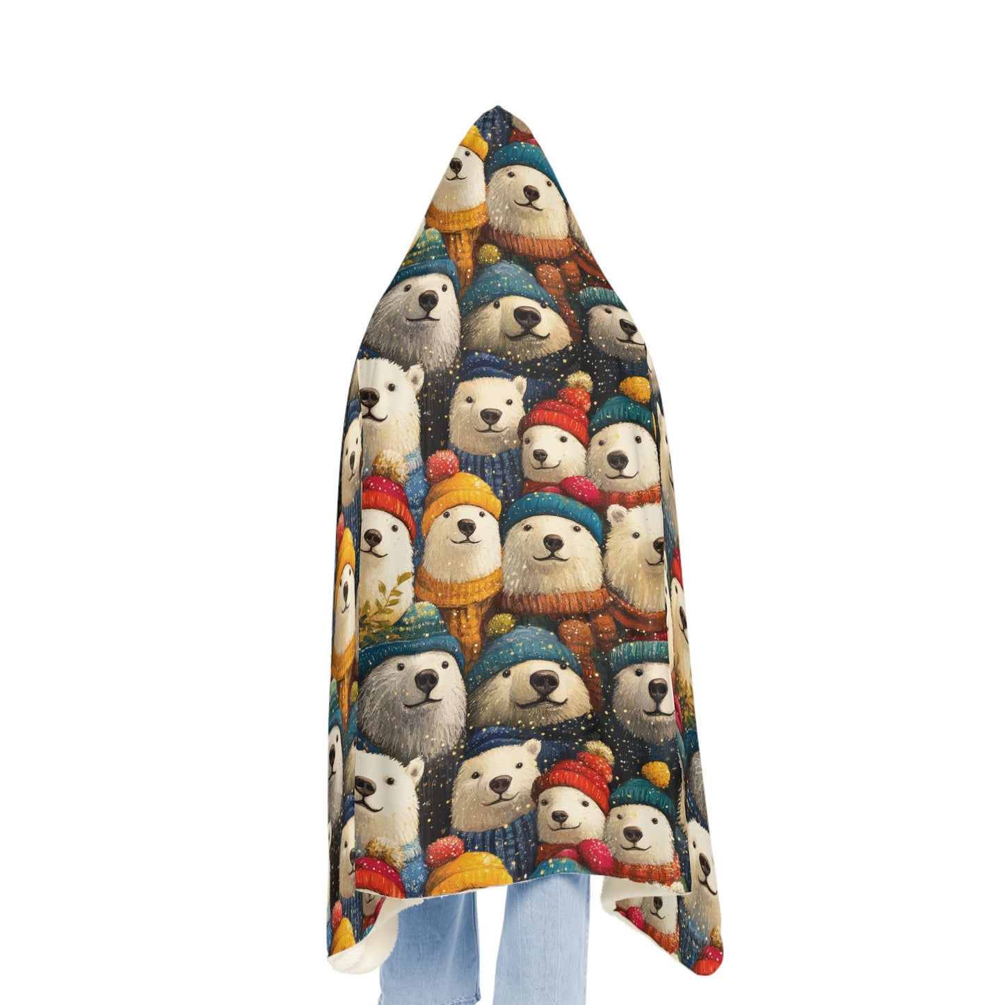 I LOVE POLAR BEARS - Hooded Fleece Blanket