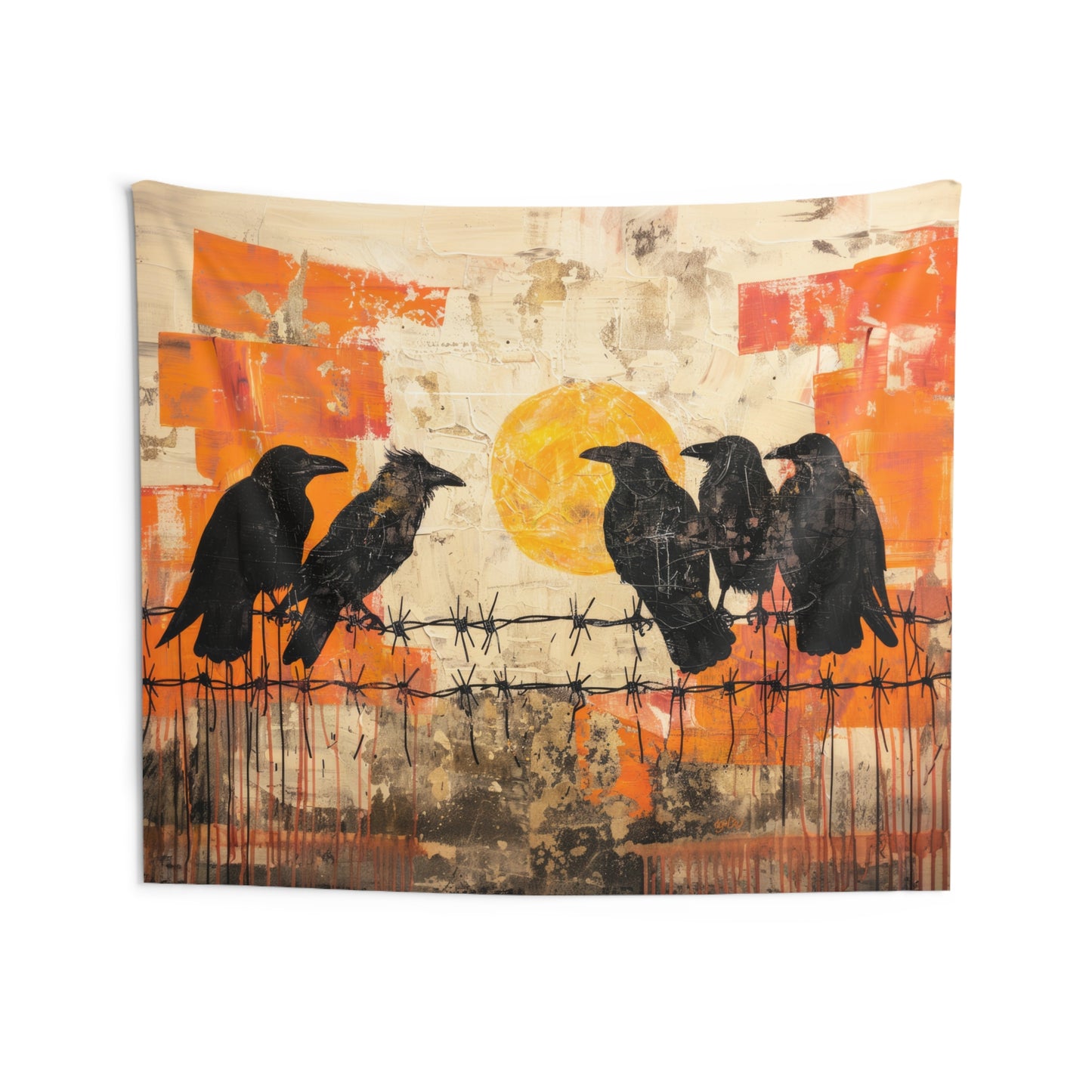 RAVENS ON A WIRE - Wall Tapestry