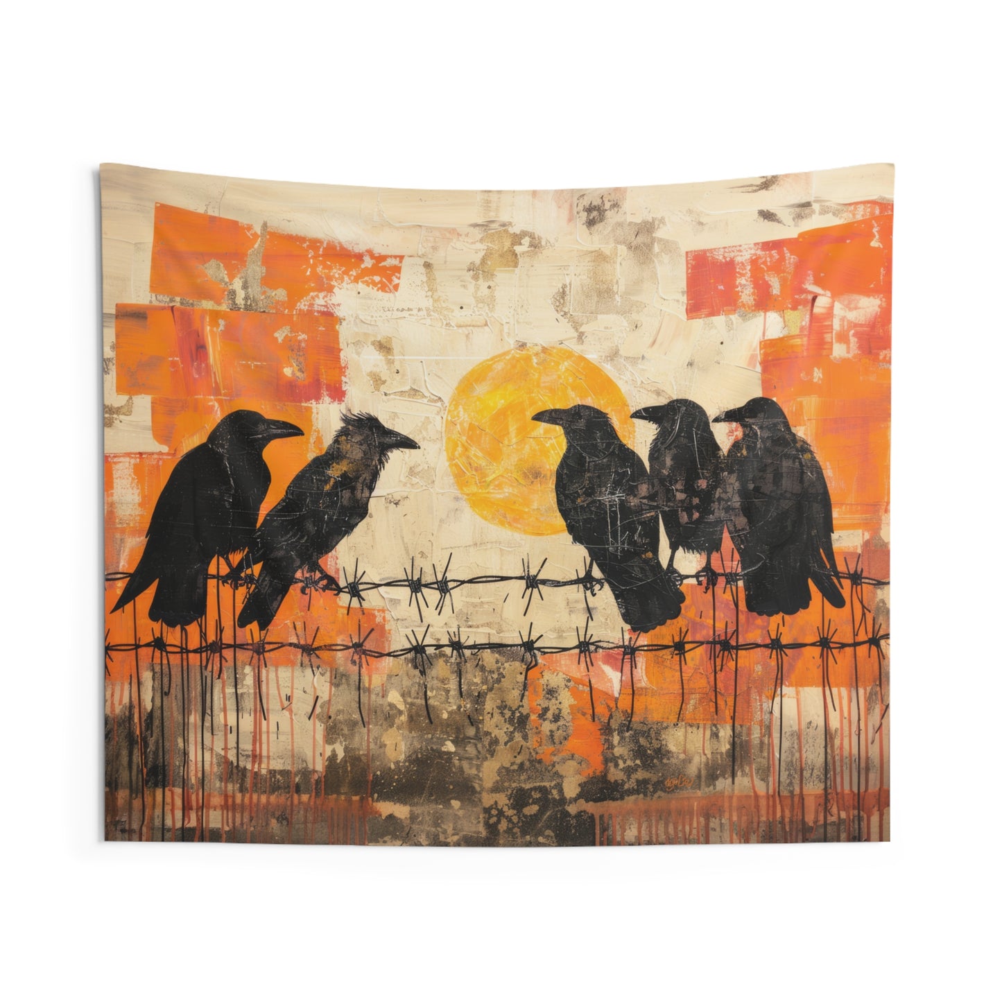 RAVENS ON A WIRE - Wall Tapestry