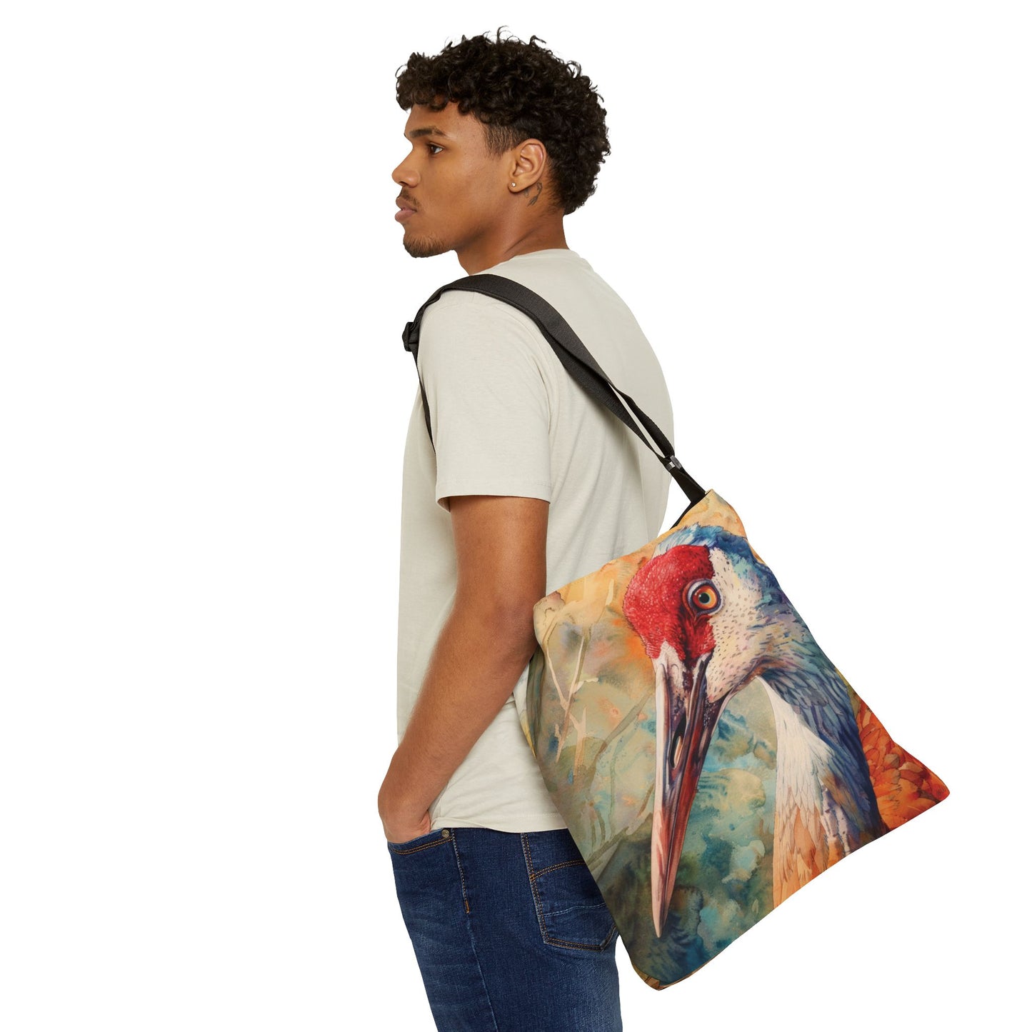 WATERCOLOR CRANE – Adjustable Tote Bag