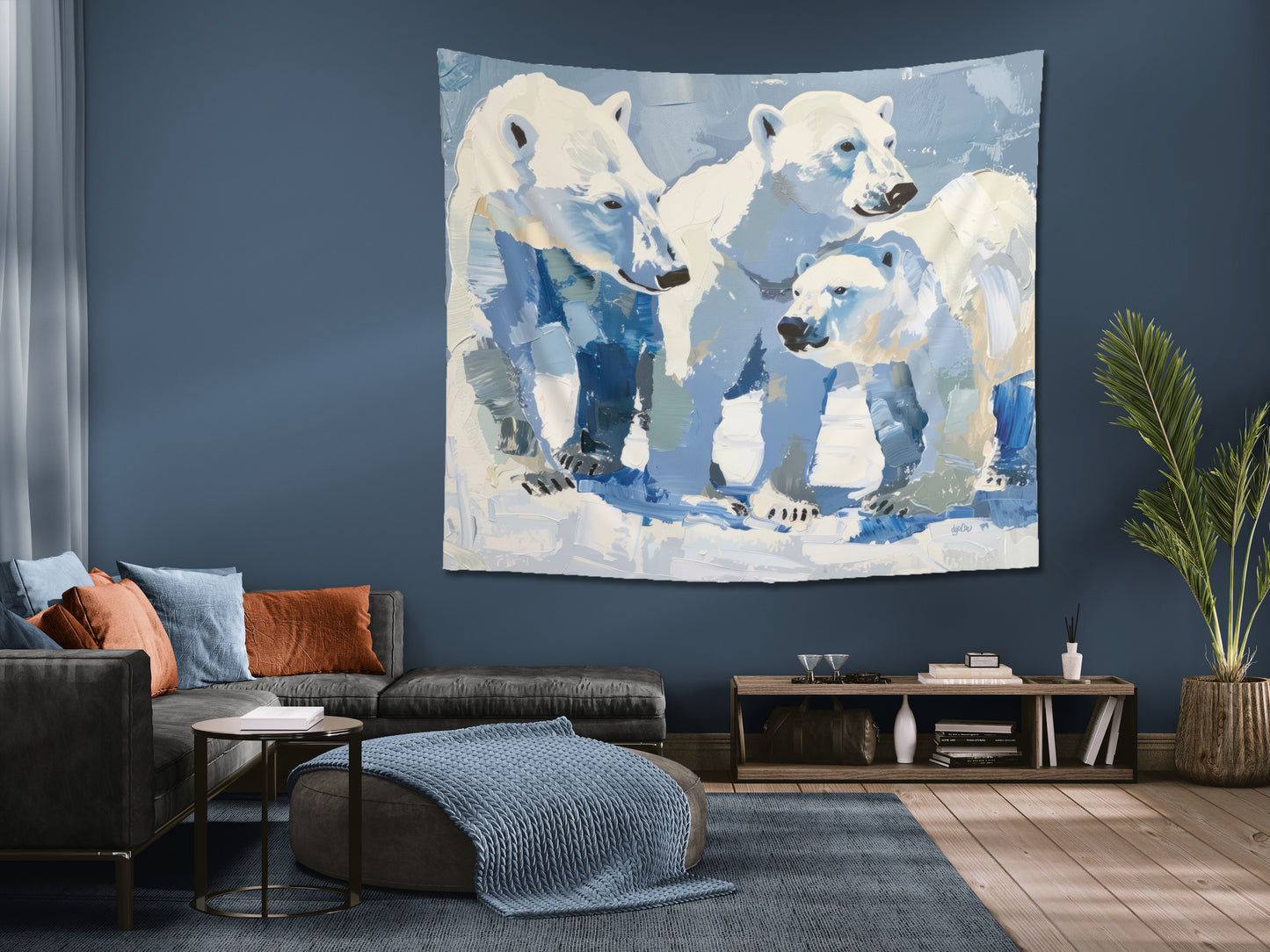 3 POLAR BEARS - Wall Tapestry