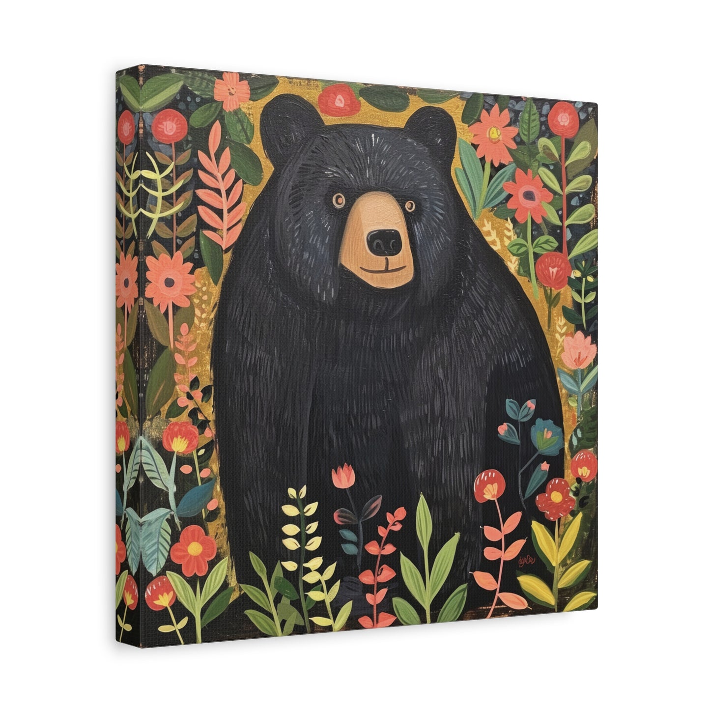 BLACK BEAR AND WILDFLOWERS