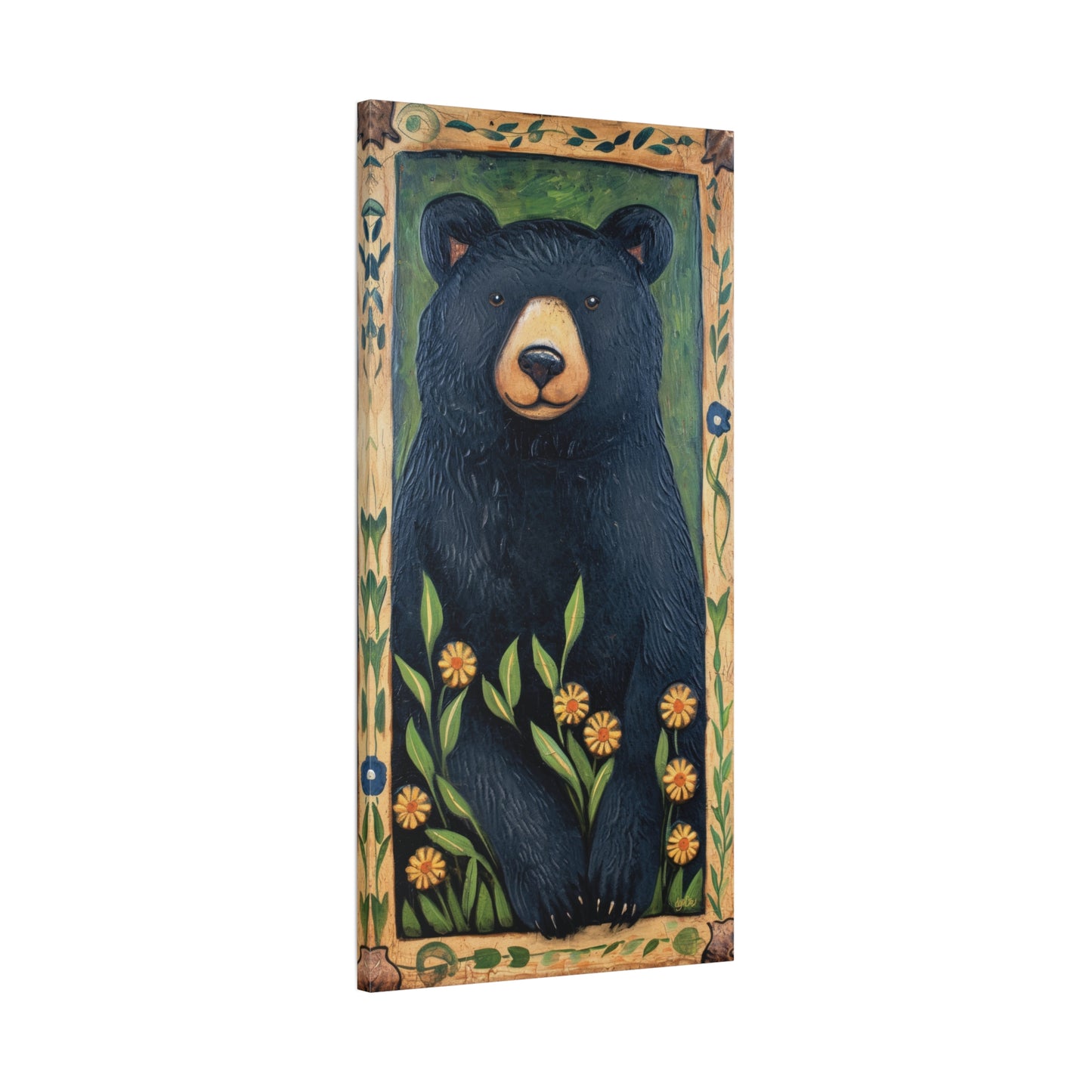 BLACK BEAR WITH DAISIES