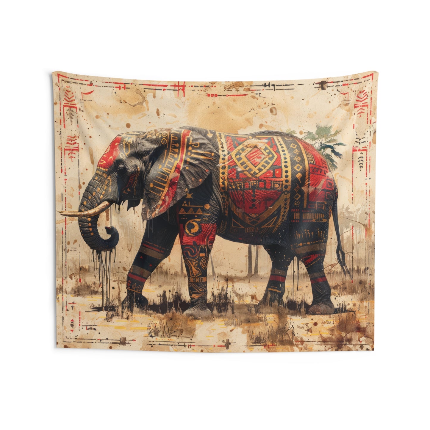 ELEPHANT - AFRICAN TRIBAL - Wall Tapestry