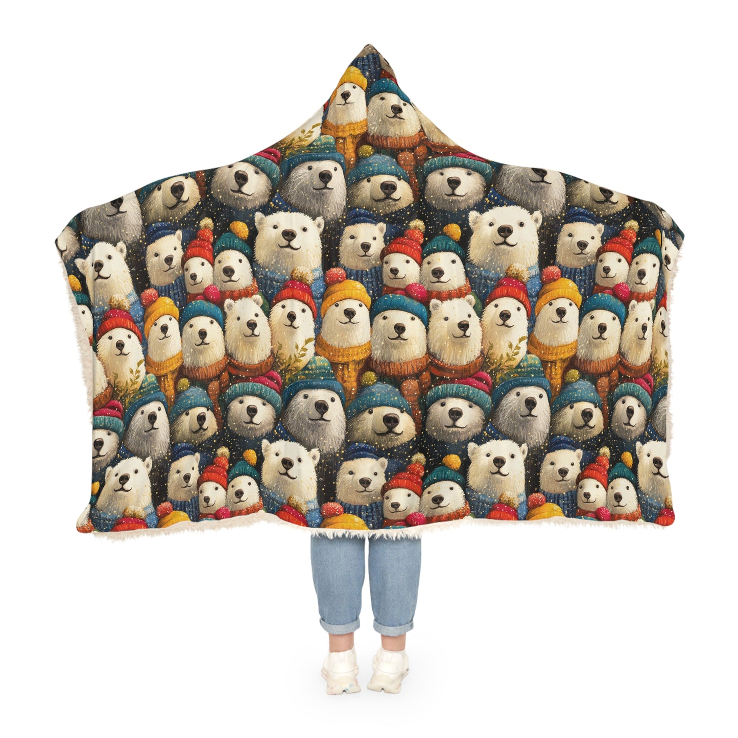 I LOVE POLAR BEARS - Hooded Fleece Blanket