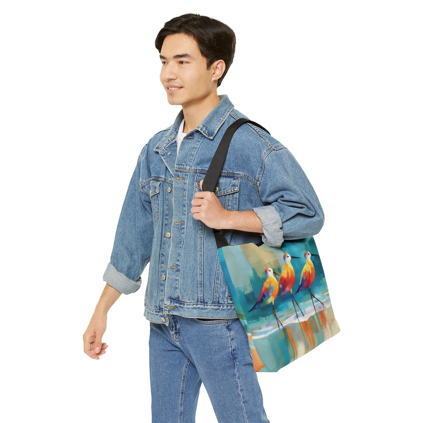 AZURE BEACH SHORE BIRDS - Adjustable Tote Bag