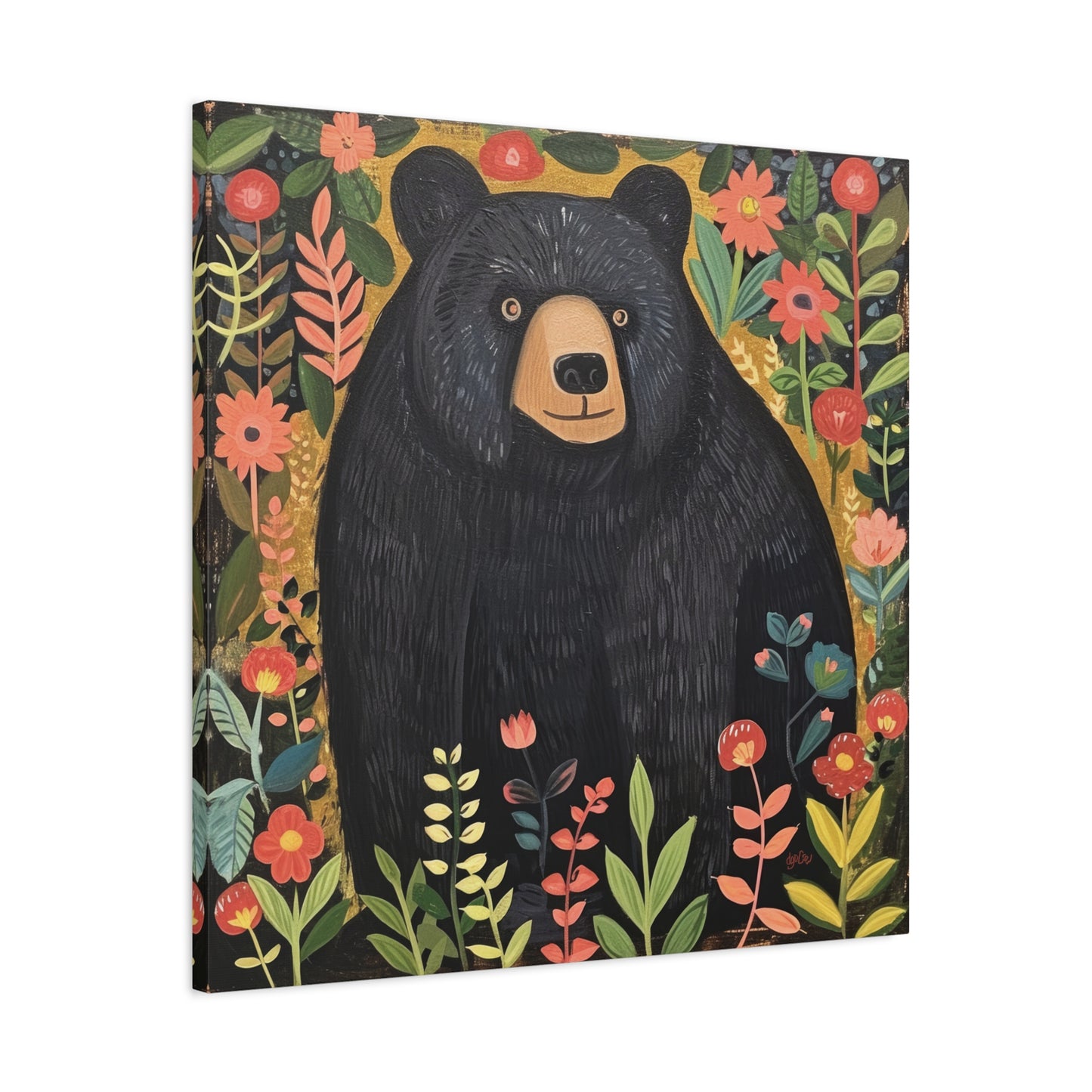 BLACK BEAR AND WILDFLOWERS