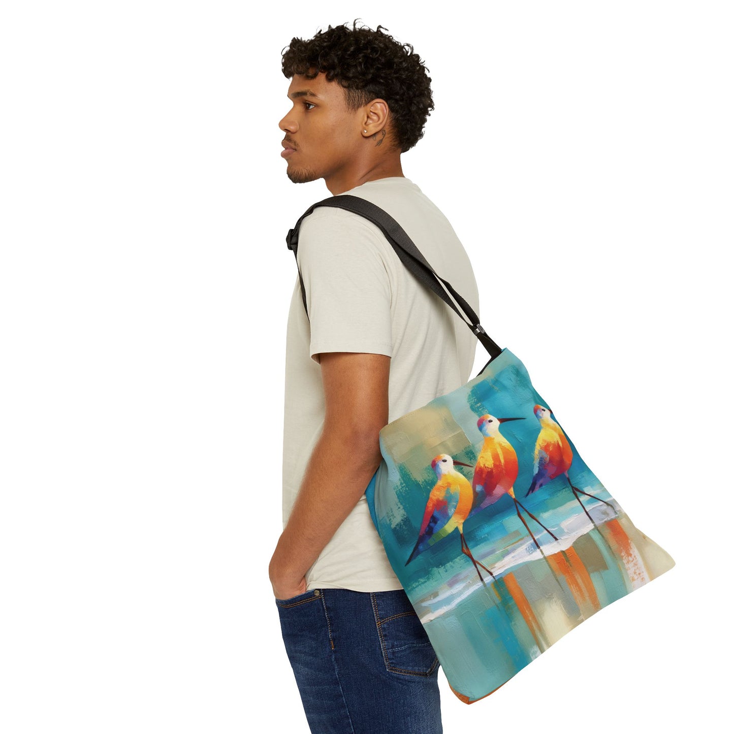 AZURE BEACH SHORE BIRDS - Adjustable Tote Bag