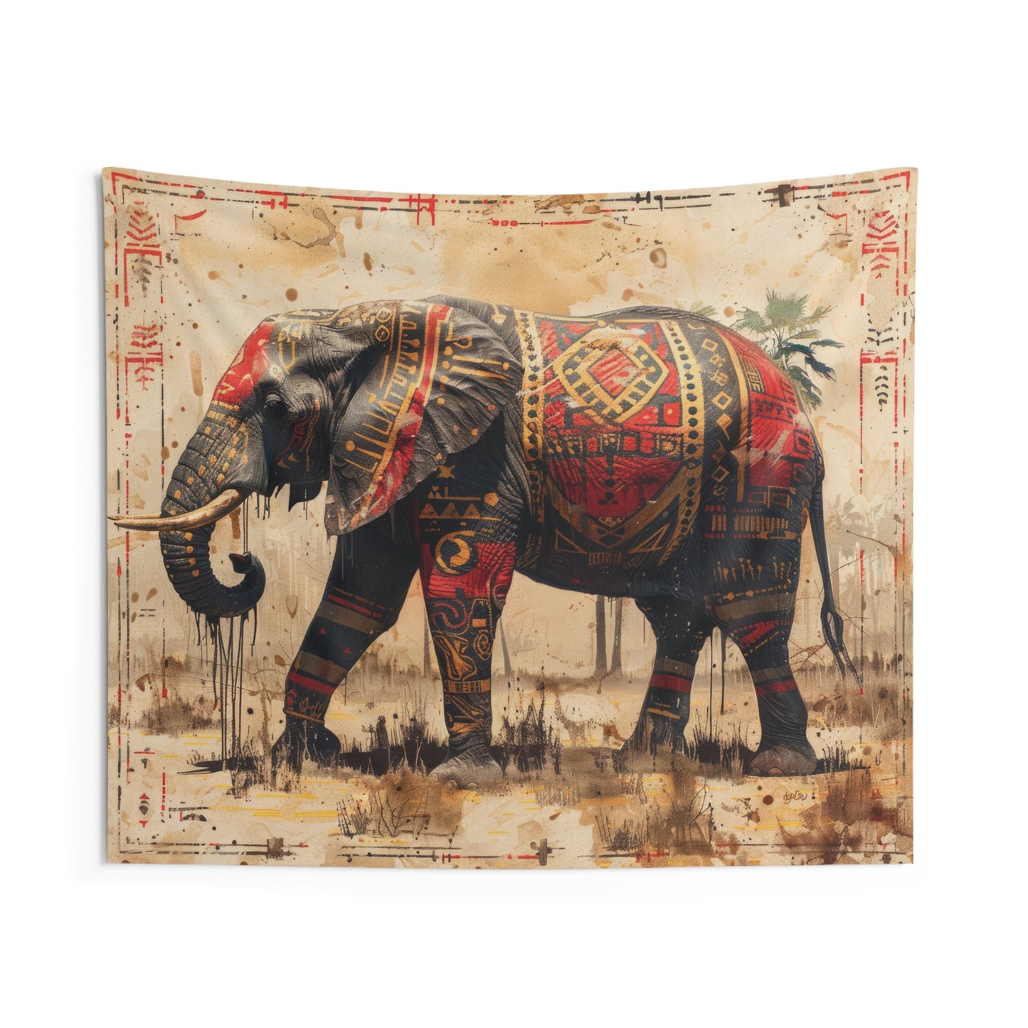 ELEPHANT - AFRICAN TRIBAL - Wall Tapestry