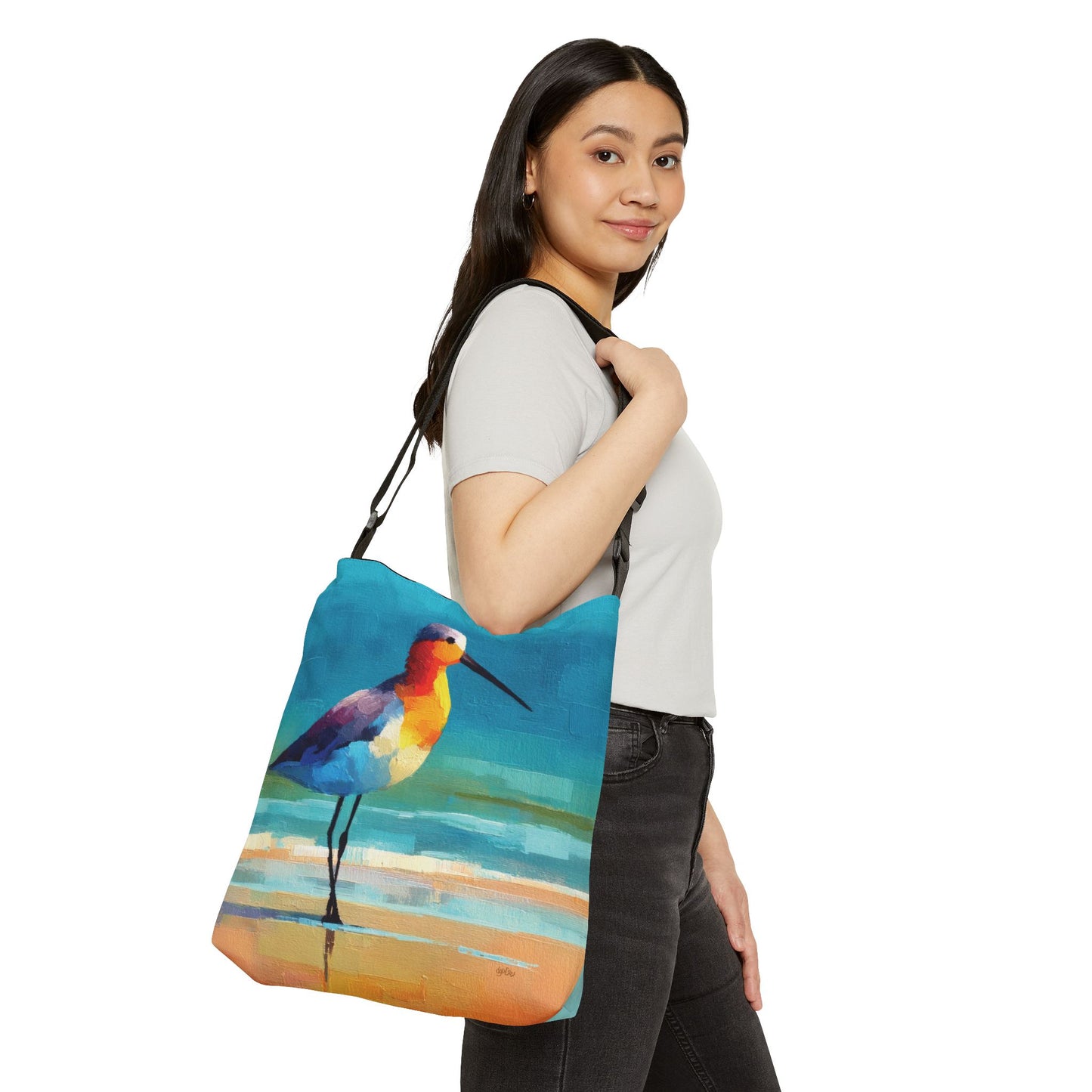 AZURE BEACH SHORE BIRDS - Adjustable Tote Bag