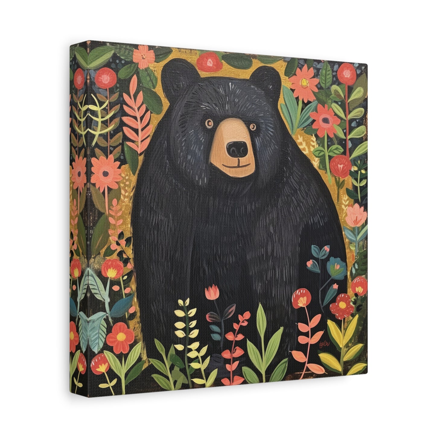 BLACK BEAR AND WILDFLOWERS
