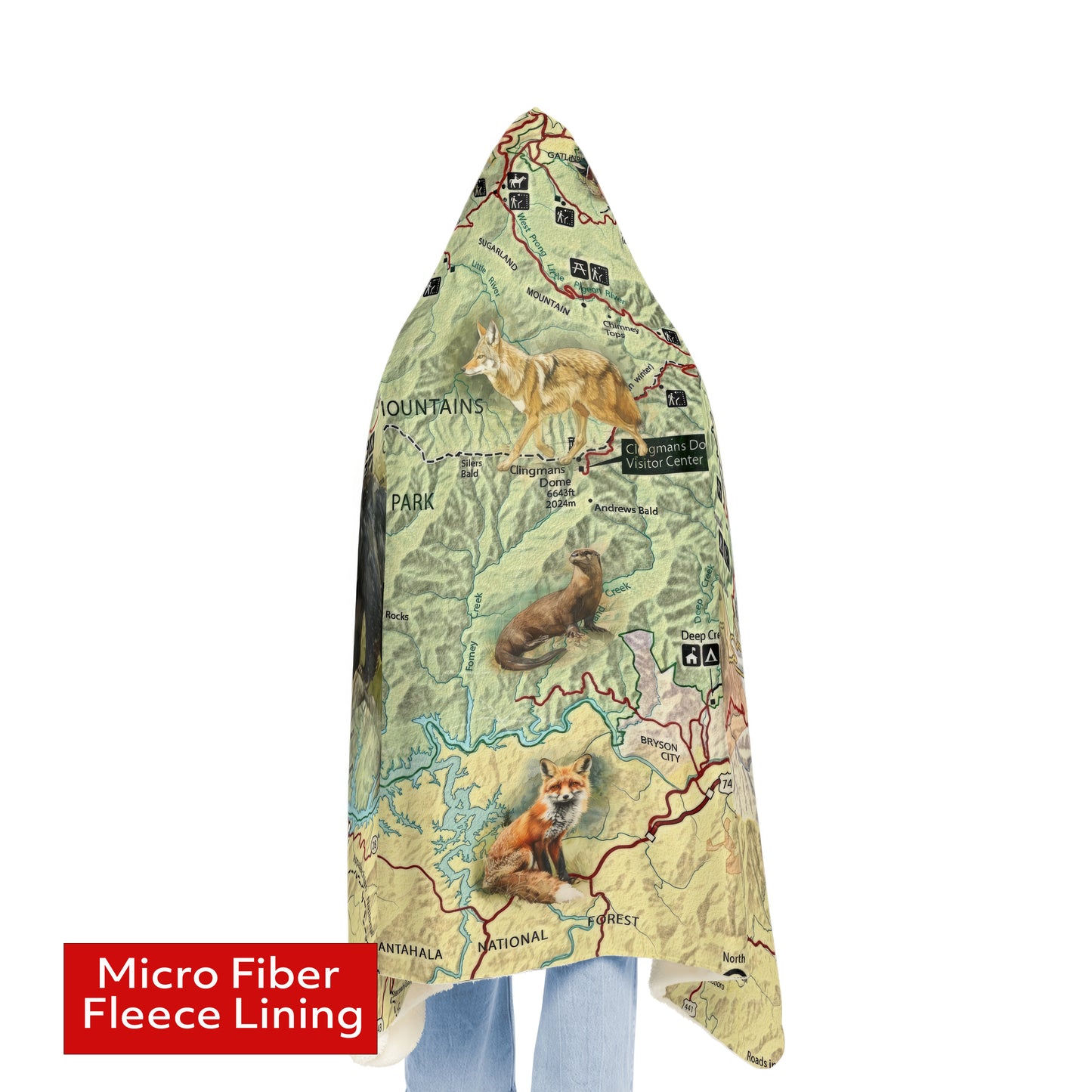 GREAT SMOKY MOUNTAINS NATIONAL PARK - Hooded Fleece Blanket