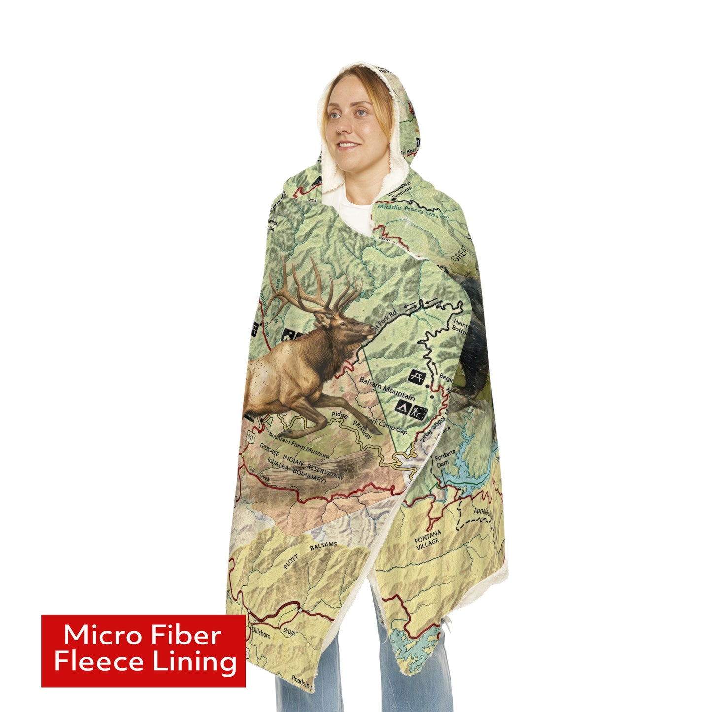 GREAT SMOKY MOUNTAINS NATIONAL PARK - Hooded Fleece Blanket