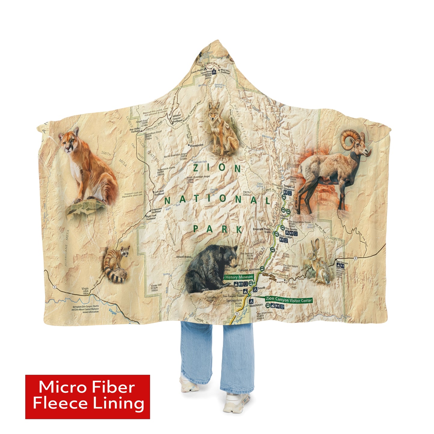 ZION NATIONAL PARK - Hooded Fleece Blanket