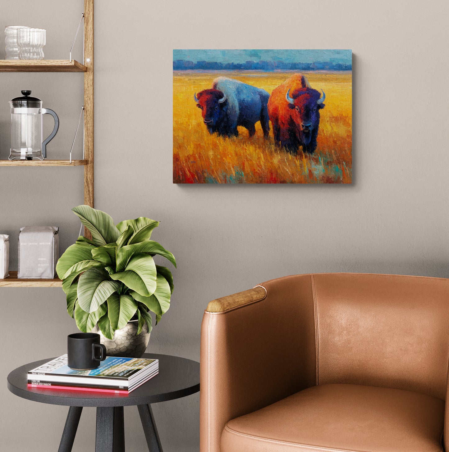 BISON IN FALL GRASS