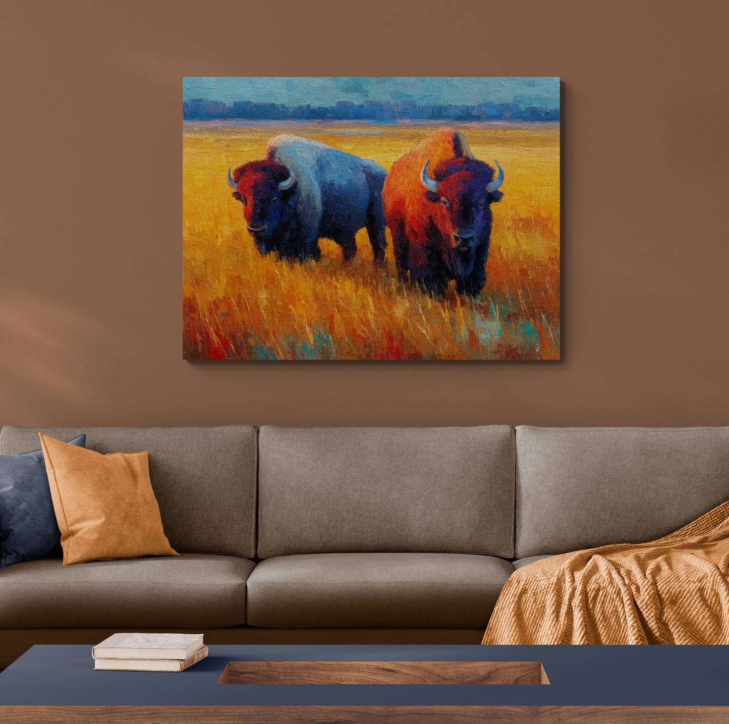 BISON IN FALL GRASS