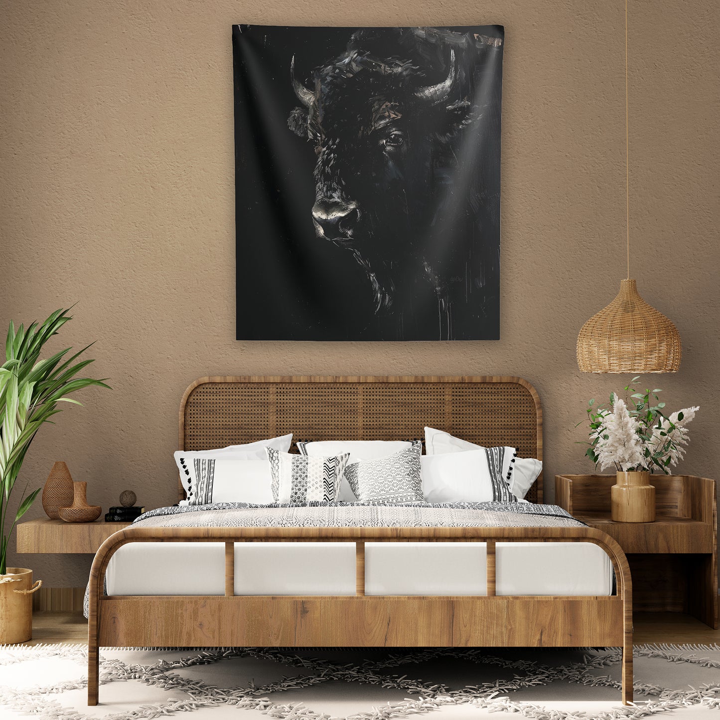 BROODING BISON - Wall Tapestry