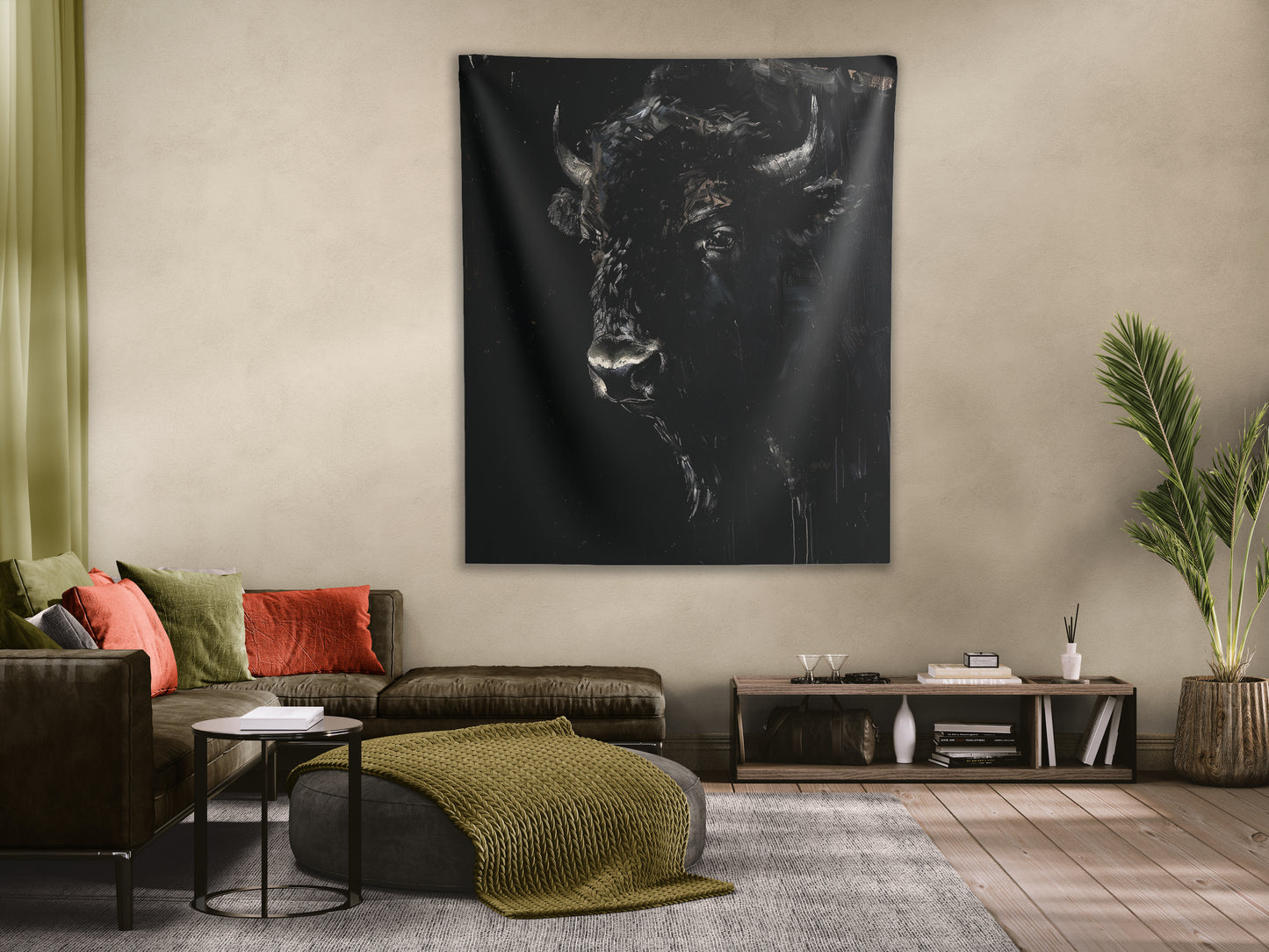 BROODING BISON - Wall Tapestry