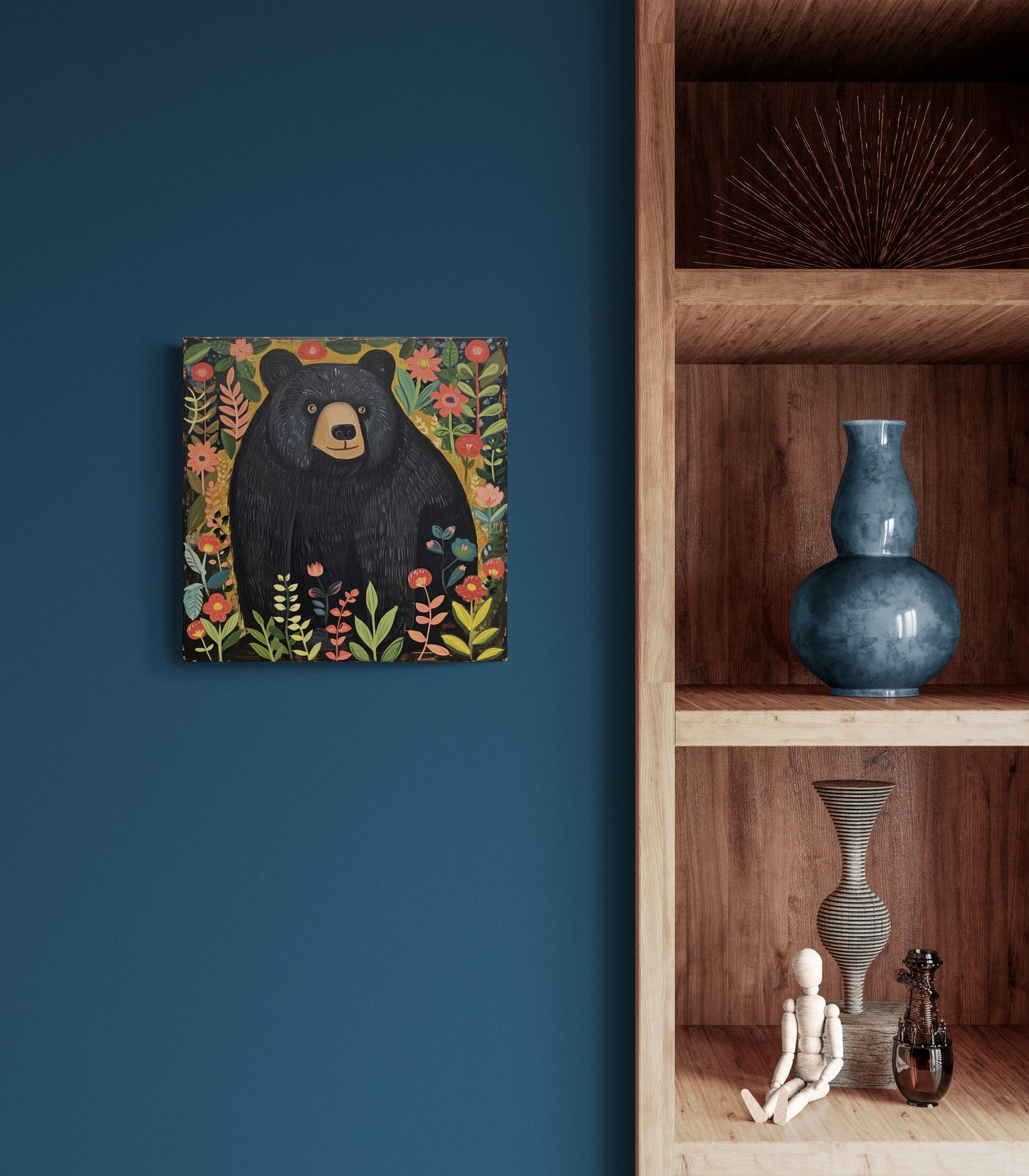 BLACK BEAR AND WILDFLOWERS