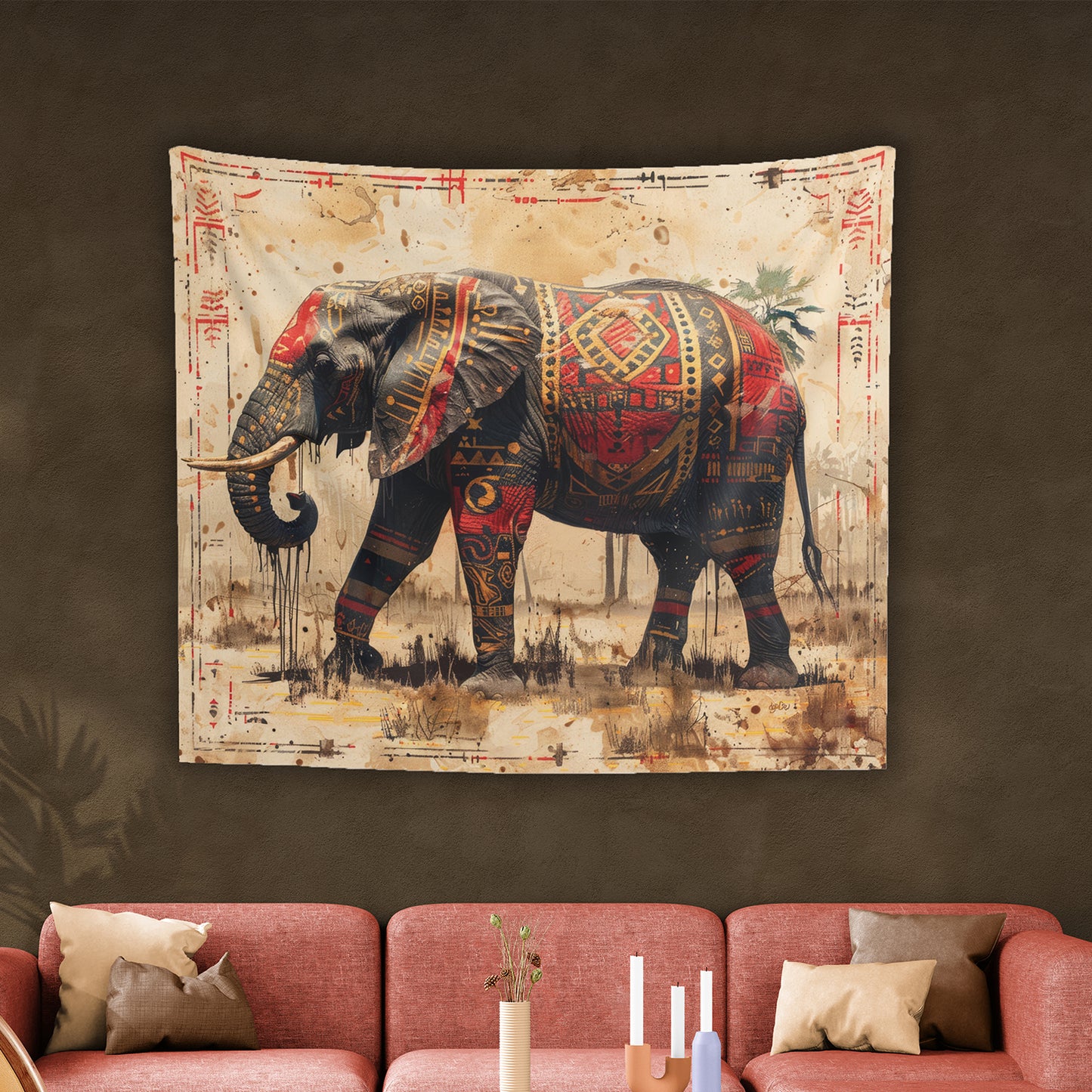 ELEPHANT - AFRICAN TRIBAL - Wall Tapestry