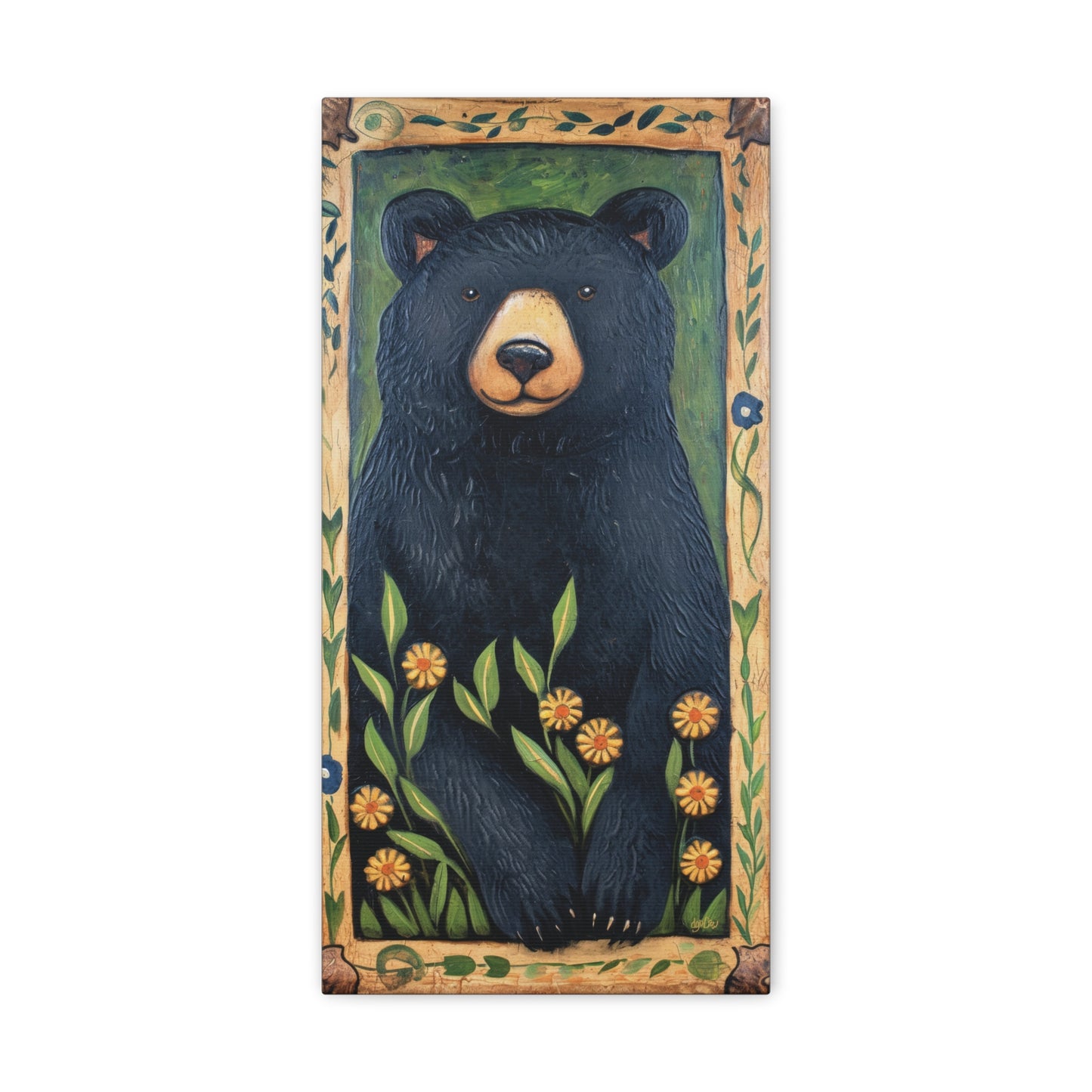 BLACK BEAR WITH DAISIES