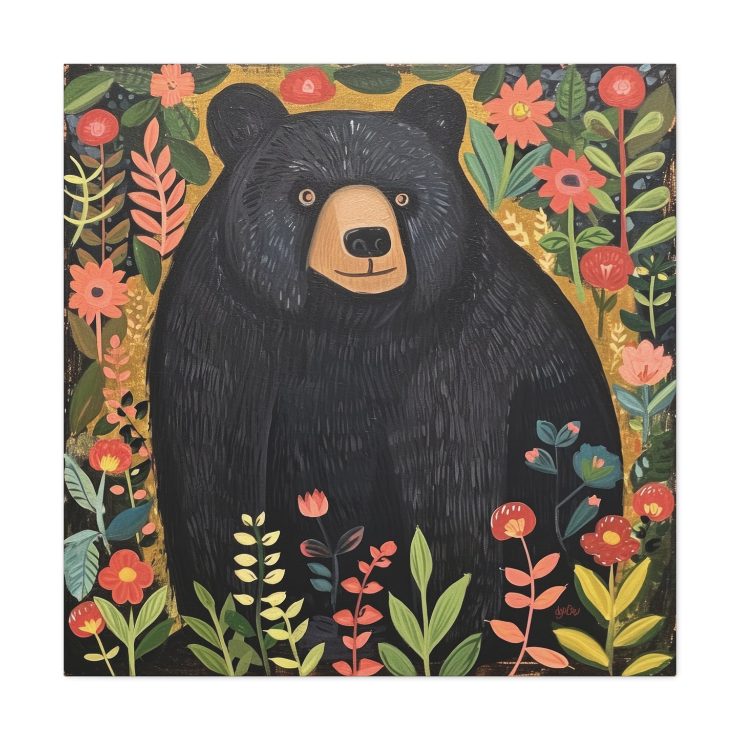 BLACK BEAR AND WILDFLOWERS