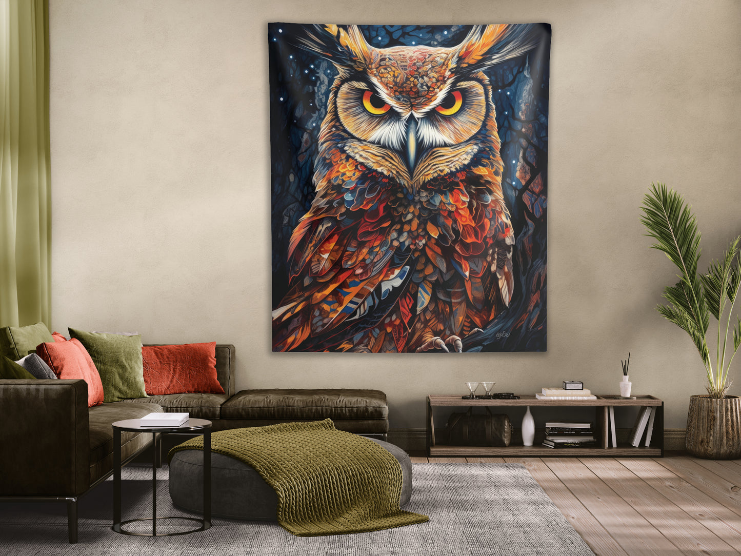GREAT HORNED OWL - Wall Tapestry