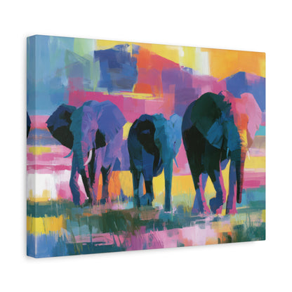Dawn Sojourn — Luminous Safari Elephant Canvas Art