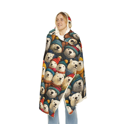 I LOVE POLAR BEARS - Hooded Fleece Blanket