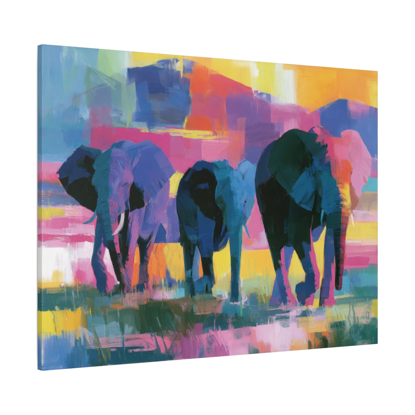 Dawn Sojourn — Luminous Safari Elephant Canvas Art