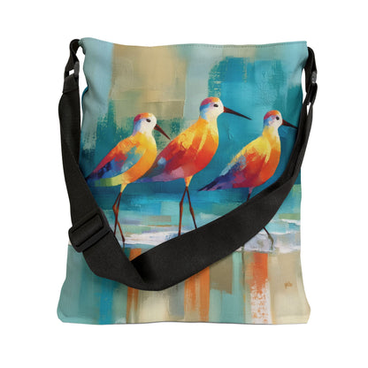 AZURE BEACH SHORE BIRDS  - Adjustable Tote Bag