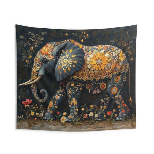 FLORAL ELEPHANT BOUNTY - Wall Tapestry