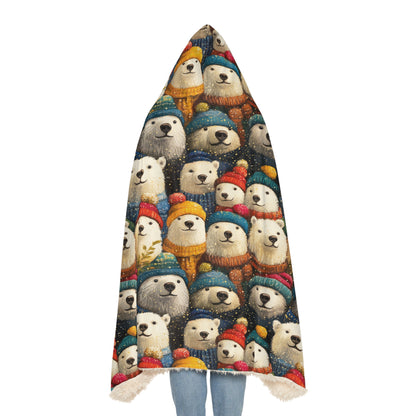 I LOVE POLAR BEARS - Hooded Fleece Blanket