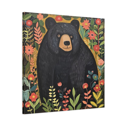 BLACK BEAR AND WILDFLOWERS