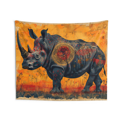 RHINO AFRICAN TRIBAL - Wall Tapestry