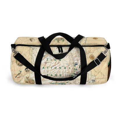 ZION NATIONAL PARK Duffle Bag - Vintage Map with Wildlife