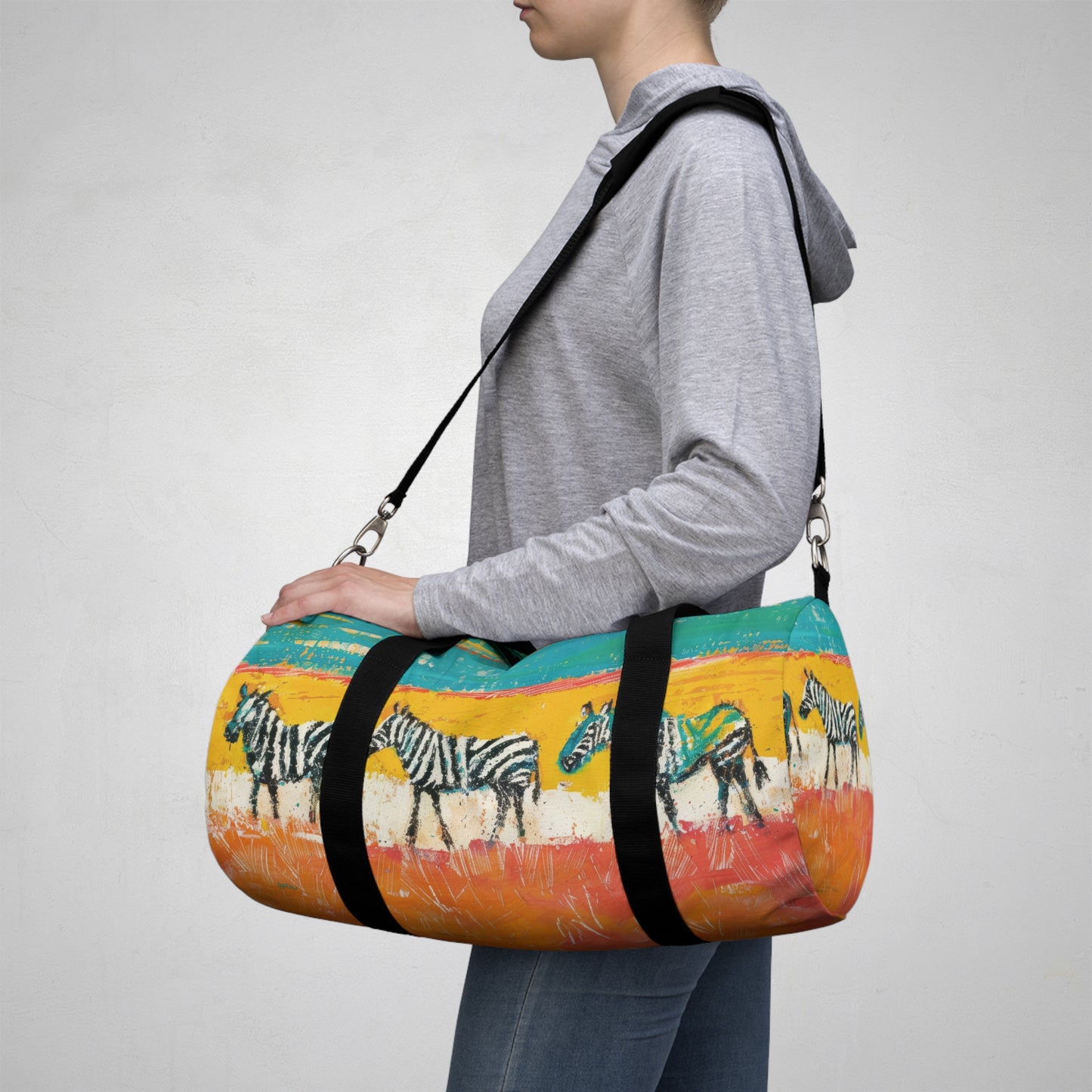 CRAYON PAINT ZEBRAS  - DUFFLE