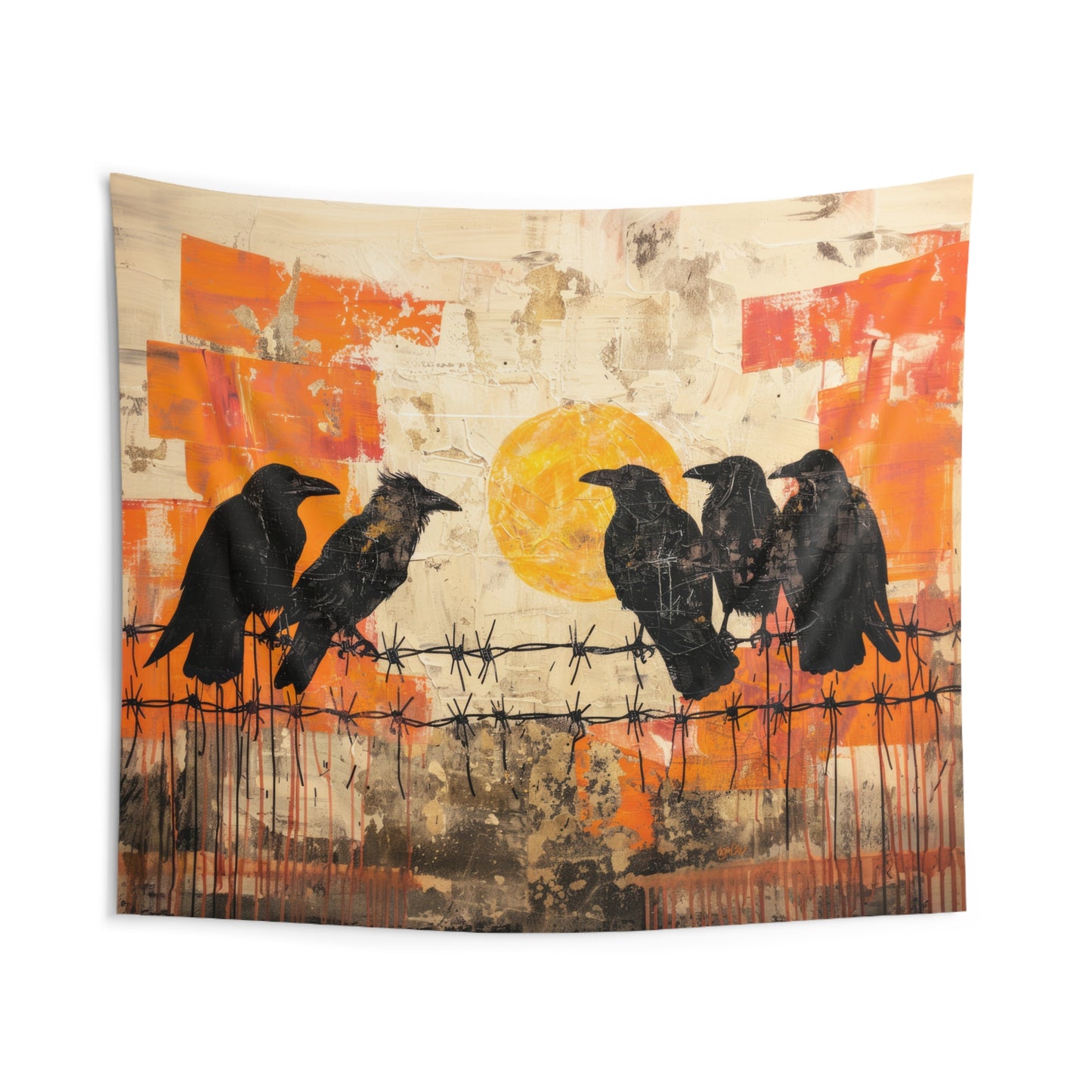 RAVENS ON A WIRE  -  Wall Tapestry