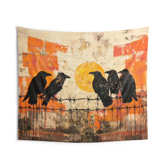 RAVENS ON A WIRE  -  Wall Tapestry